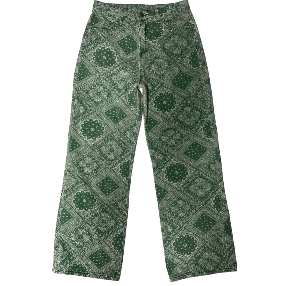 Bailey Rose Boho Green High Rise Wide-Leg Pants‎ Women's Medium